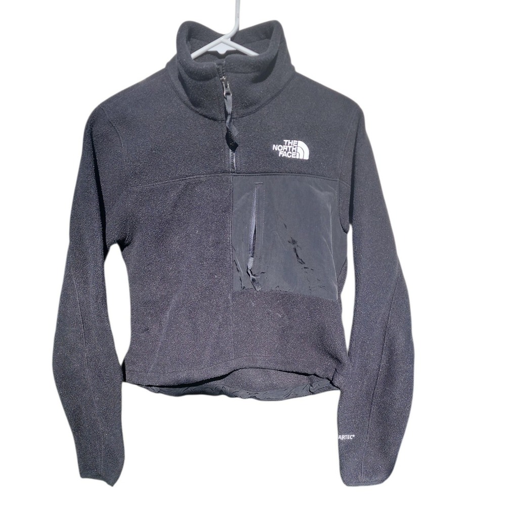 The North Face Polartec Cropped Fleece Quarter Zip Pullover Jacket Black Women S